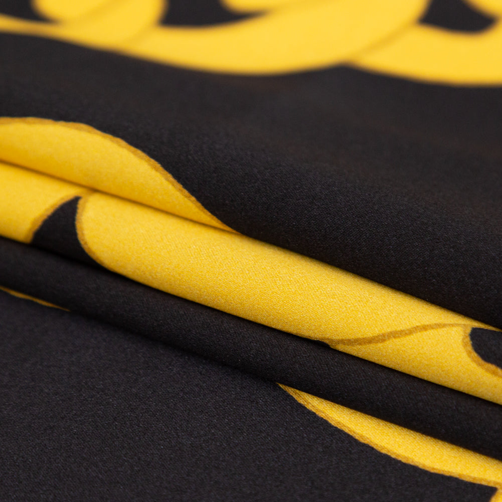 Mood Exclusive Italian Black and Gold Large Chains Digitally Printed Silk Charmeuse Detail
