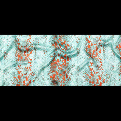 Italian Aqua and Chili Python Printed Silk Charmeuse - Folded