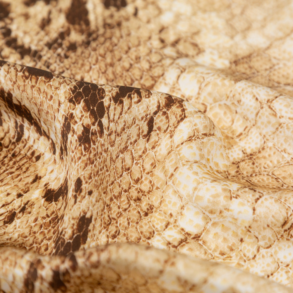 Mood Exclusive Italian Frozen Dew and Brown Python Printed Silk Charmeuse Full