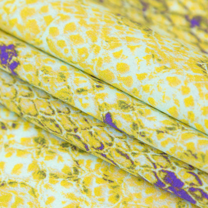 Mood Exclusive Italian Lime and Purple Python Printed Silk Charmeuse Folded