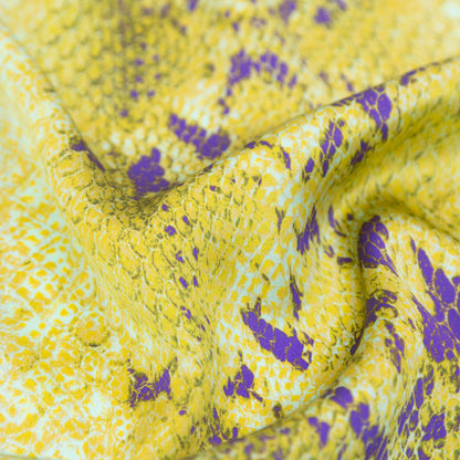 Mood Exclusive Italian Lime and Purple Python Printed Silk Charmeuse Detail