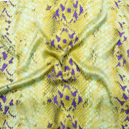 Mood Exclusive Italian Lime and Purple Python Printed Silk Charmeuse