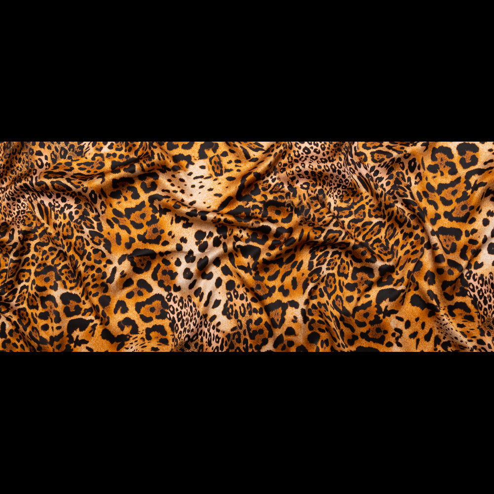 Mood Exclusive Italian Golden Brown Jaguar Digitally Printed Silk Charmeuse Folded