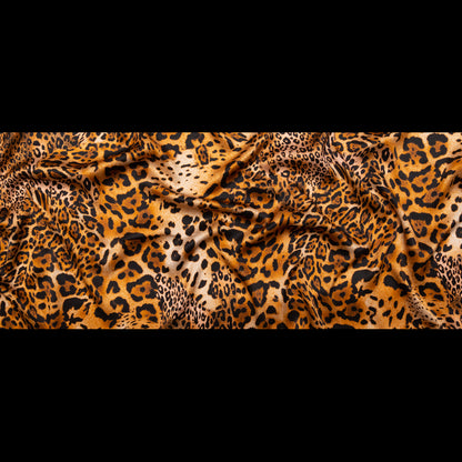 Mood Exclusive Italian Golden Brown Jaguar Digitally Printed Silk Charmeuse Folded