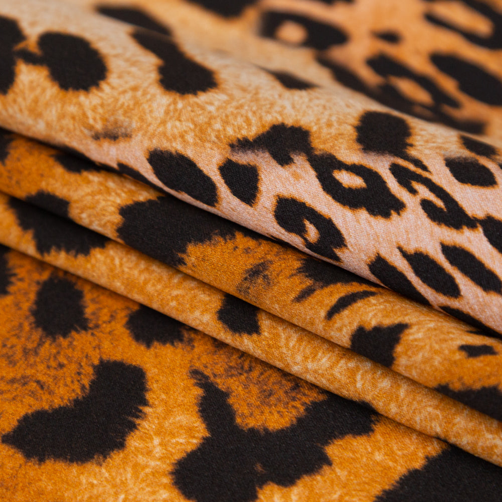 Mood Exclusive Italian Golden Brown Jaguar Digitally Printed Silk Charmeuse Detail