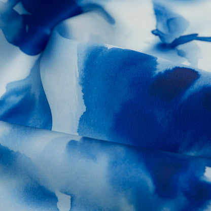 Mood Exclusive Italian Classic and Pearl Blue Abstract Floral Silk Organza Detail