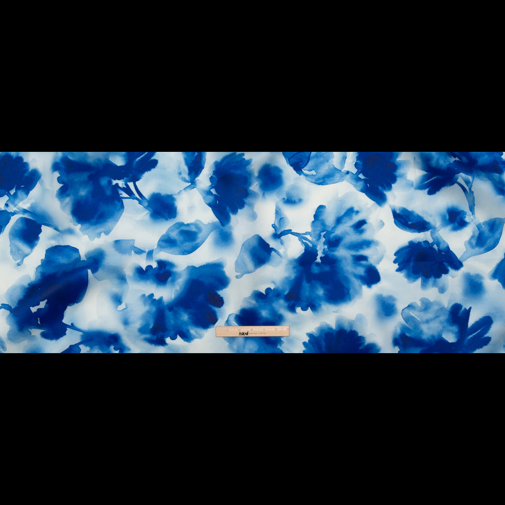 Mood Exclusive Italian Classic and Pearl Blue Abstract Floral Silk Organza Full