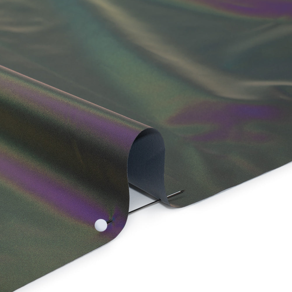 Woven Reflective Fabric - Black and Rainbow - Detail