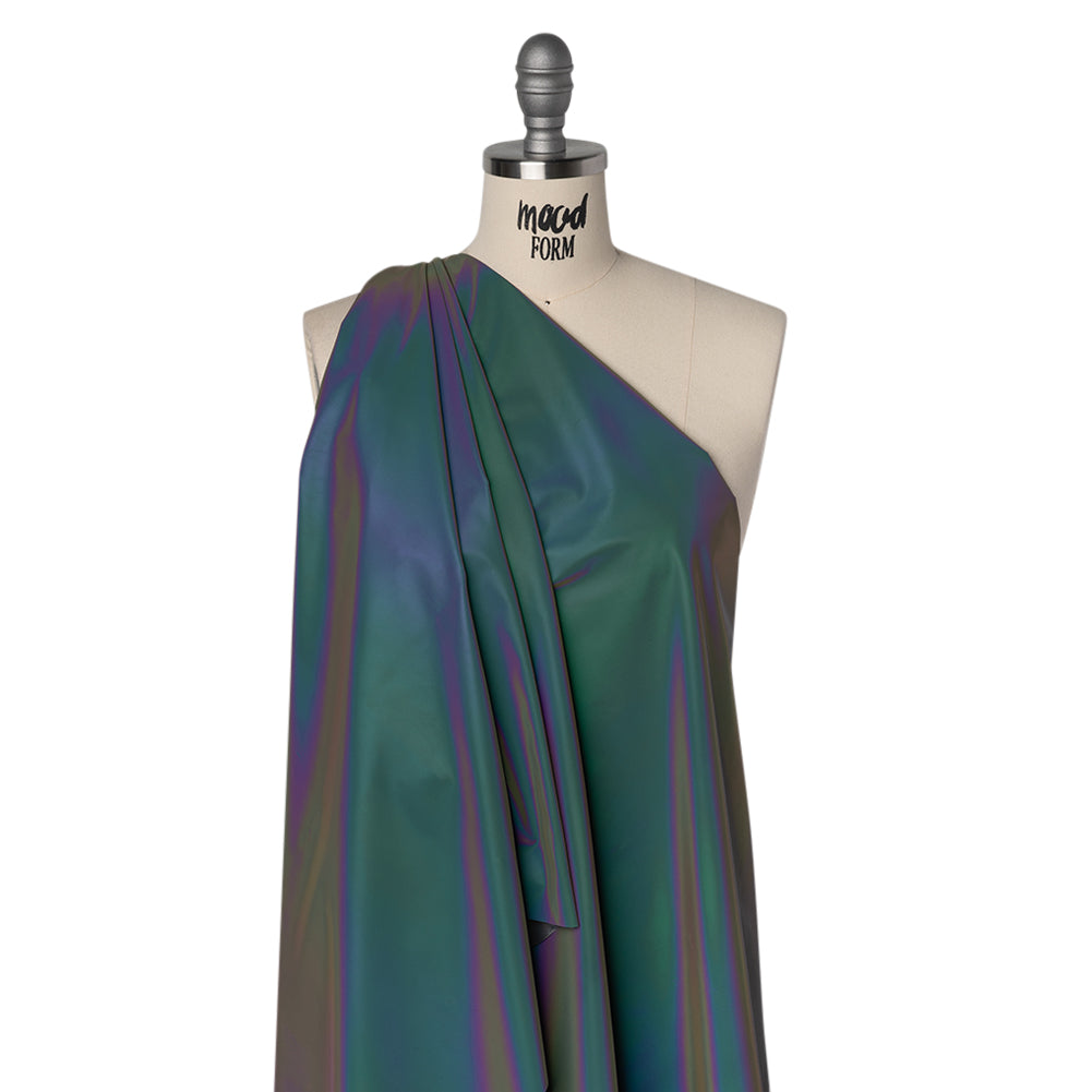 Woven Reflective Fabric - Black and Rainbow - Drape