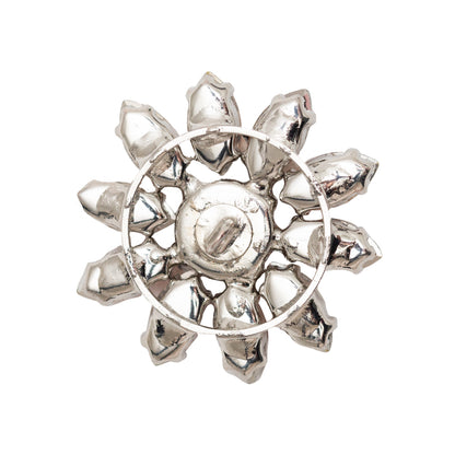 Italian Black Rhinestone Flower Button - 42L/27mm Detail