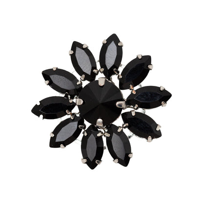 Italian Black Rhinestone Flower Button - 42L/27mm