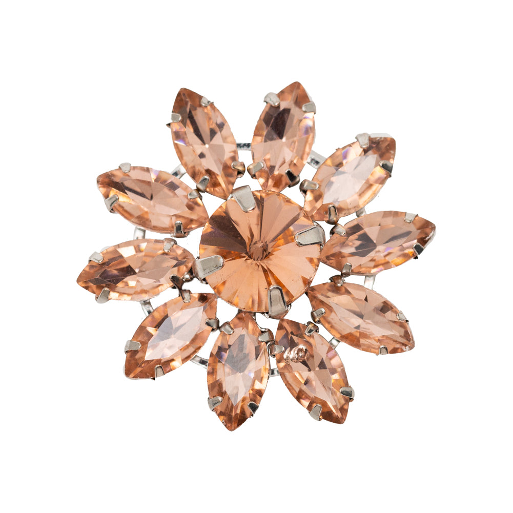 Italian Pink Rhinestone Flower Button - 42L/27mm