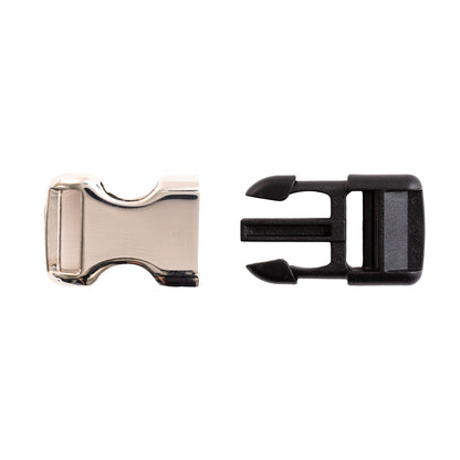 Italian Silver Metal and Black Plastic Release Buckle