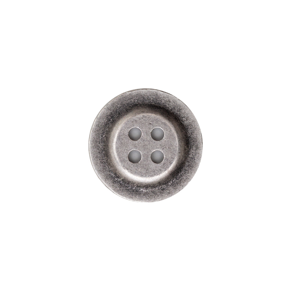 Italian Antique Silver Ornate Metal Zamac Button - 24L/15MM - Detail