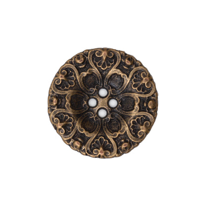 Italian Antique Gold Ornate Metal Zamac Button - 36L/23mm