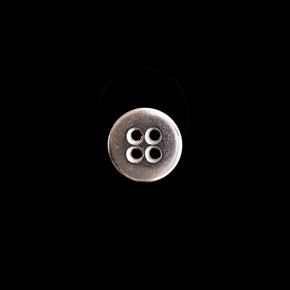 Italian Silver Metal 4-Hole Button - 16L/10mm - Detail