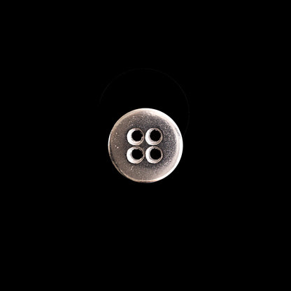 Italian Silver Metal 4-Hole Button - 16L/10mm - Detail