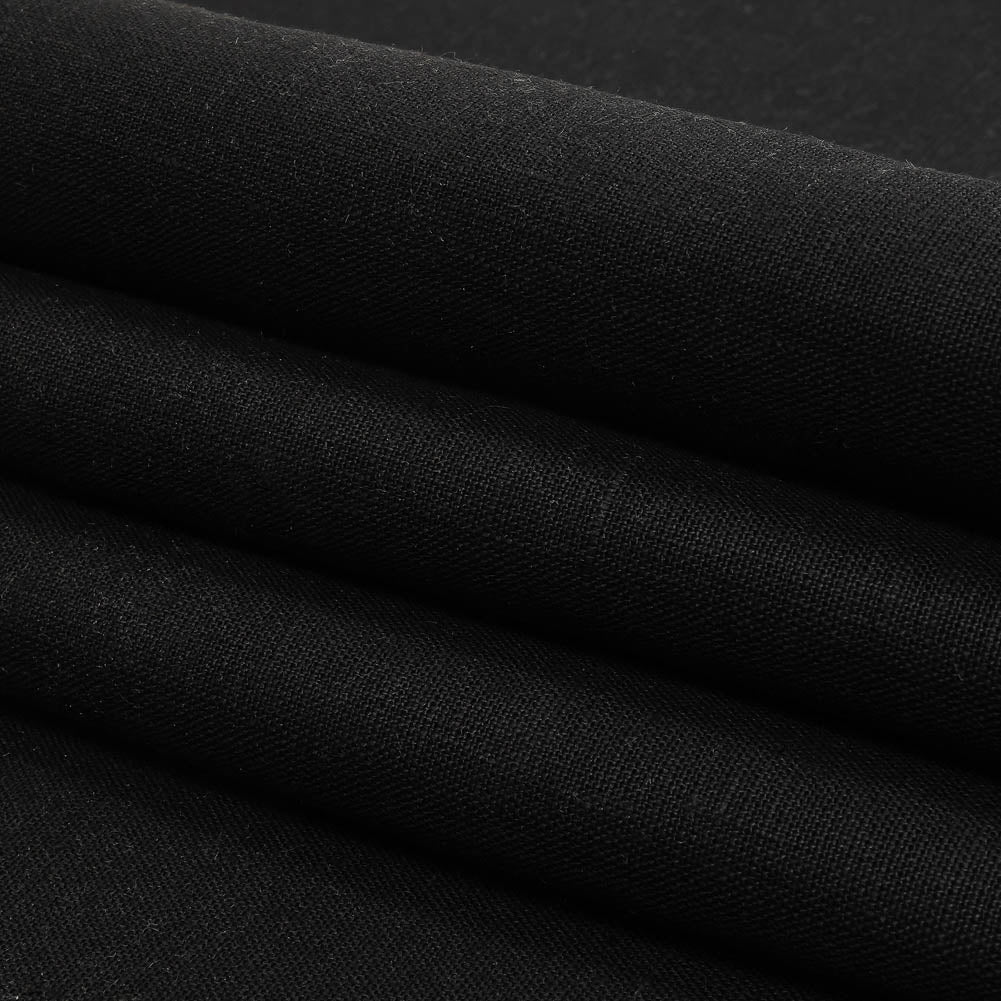 Black Heavyweight Linen Woven Folded