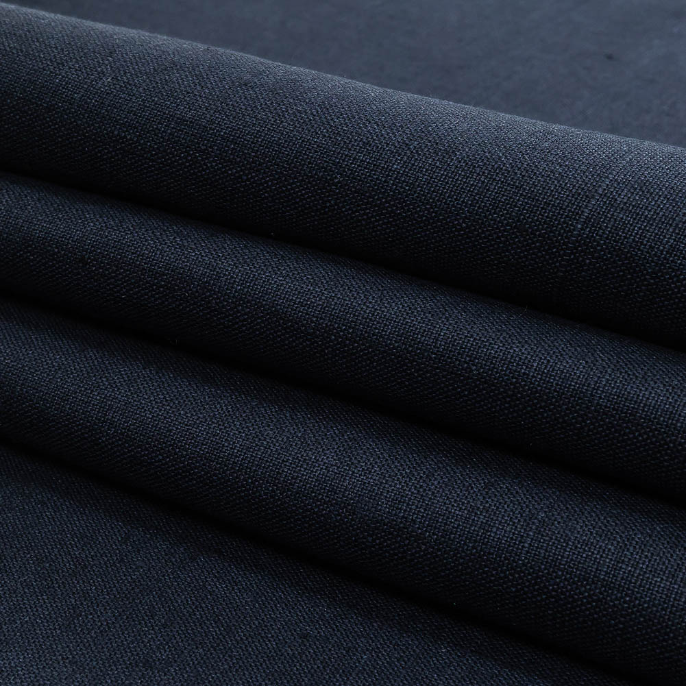 Navy Heavyweight Linen Woven - Folded