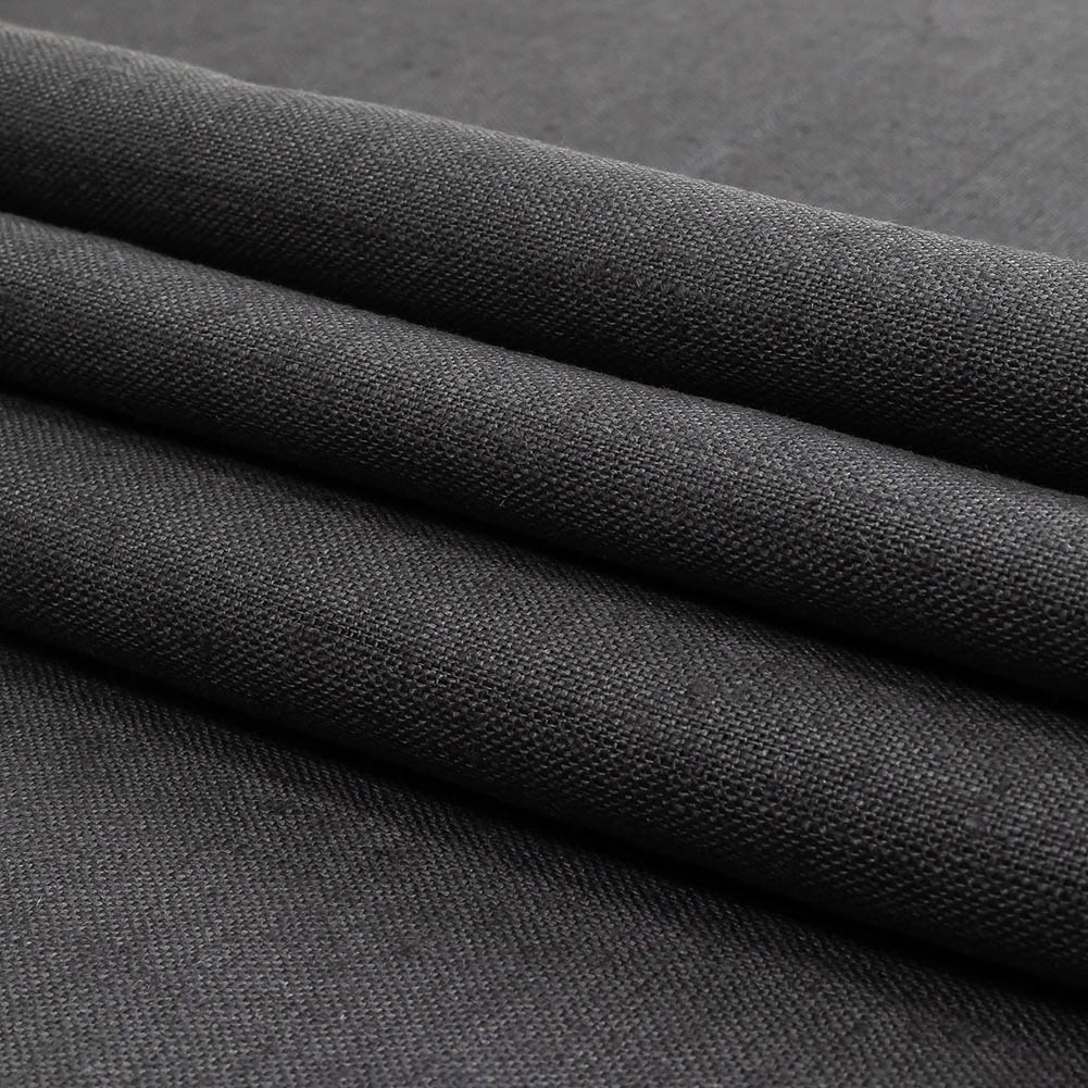 Charcoal Heavyweight Linen Woven Folded