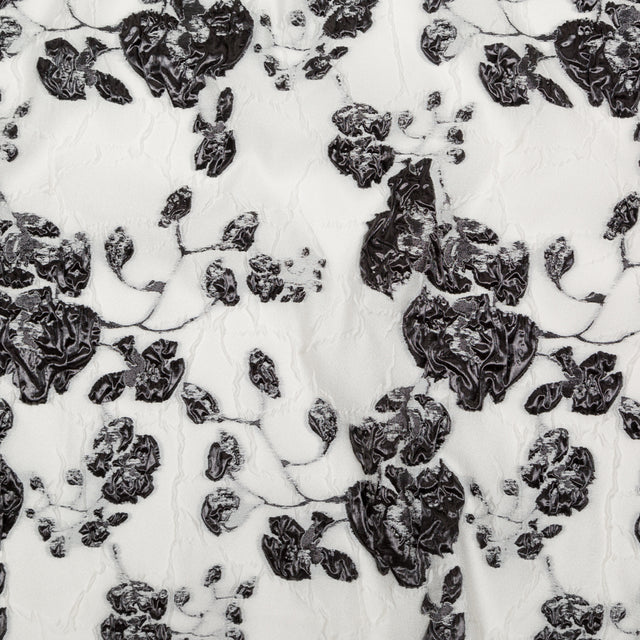 Metallic Black and White Alyssum Rosy Luxury Brocade