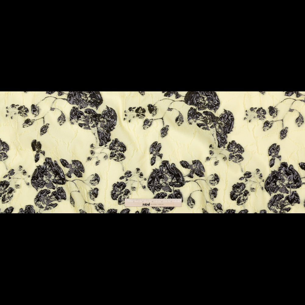 Metallic Black and Lemon Grass Rosy Luxury Brocade Full