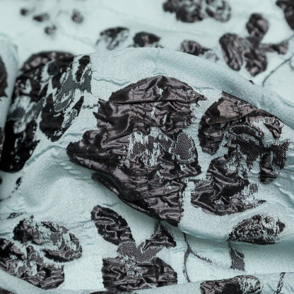 Metallic Black and Quarry Rosy Luxury Brocade - Detail
