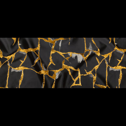 Metallic Bright Gold, Moonstruck and Beluga Satin-Faced Abstract Luxury Brocade - Full
