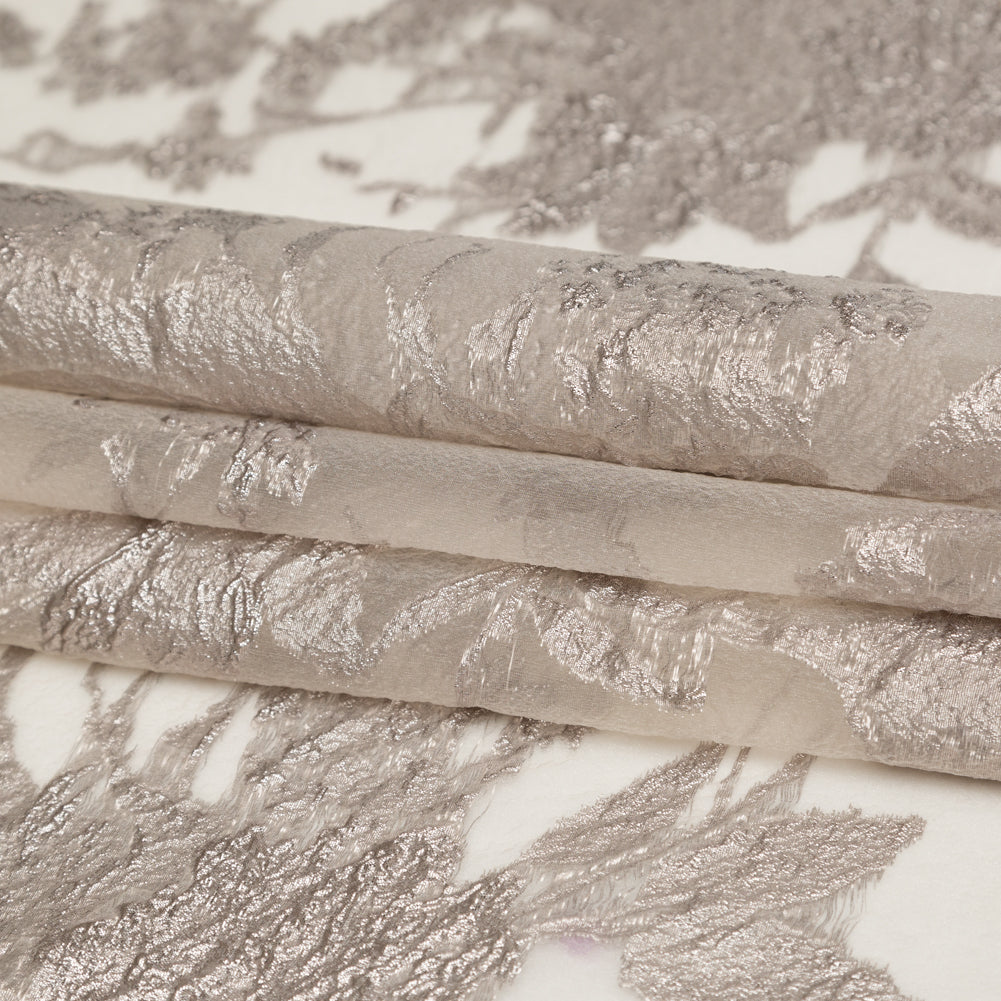 Metallic Tuffet and Pure Cashmere Abstract Luxury Organza Brocade - Folded