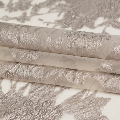 Metallic Tuffet and Pure Cashmere Abstract Luxury Organza Brocade - Folded