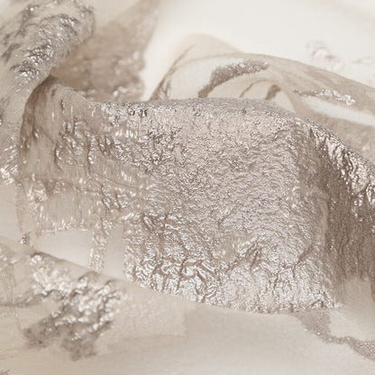 Metallic Tuffet and Pure Cashmere Abstract Luxury Organza Brocade - Detail