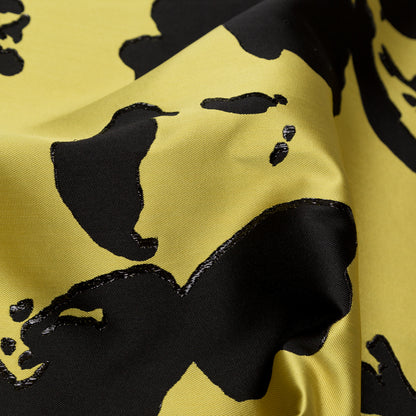 Metallic Abstract Jacquard Lame - Black and Blazing Yellow Detail