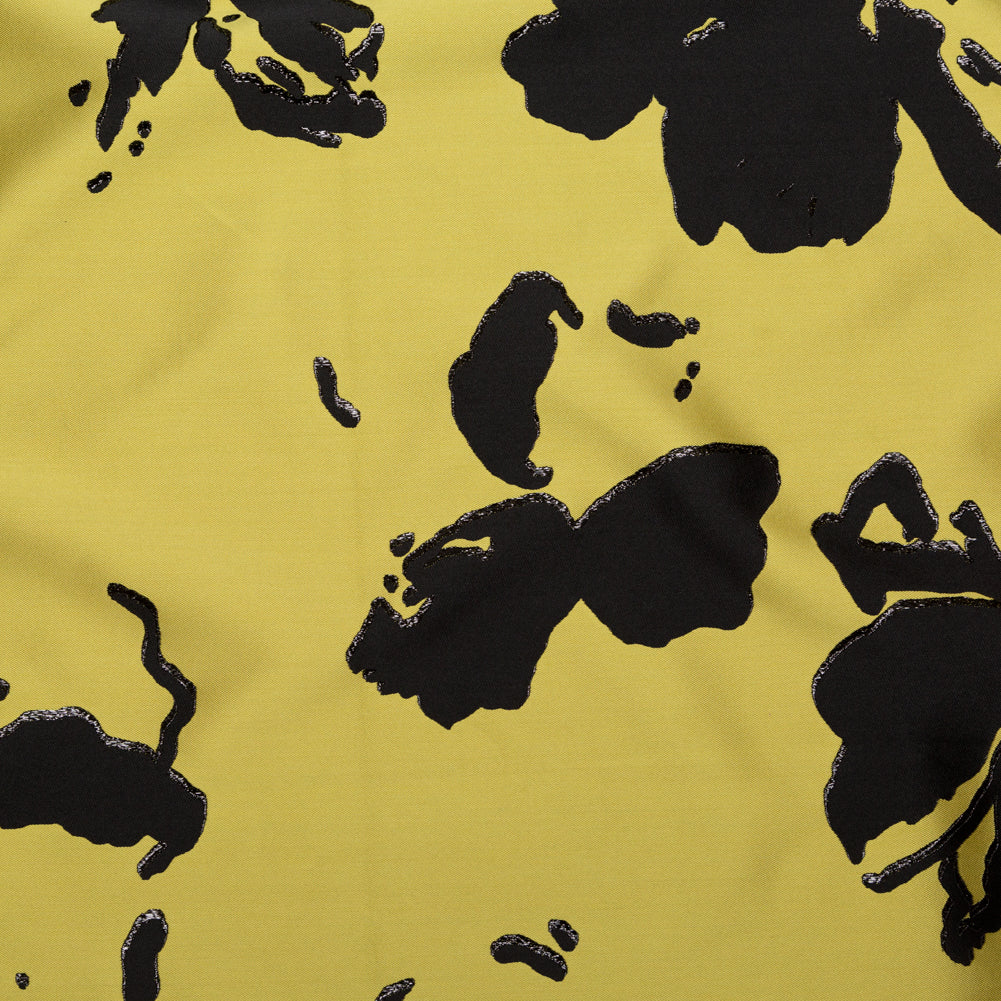 Metallic Abstract Jacquard Lame - Black and Blazing Yellow