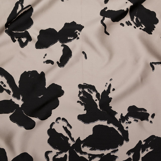 Metallic Black and Mushroom Abstract Luxury Jacquard Lame