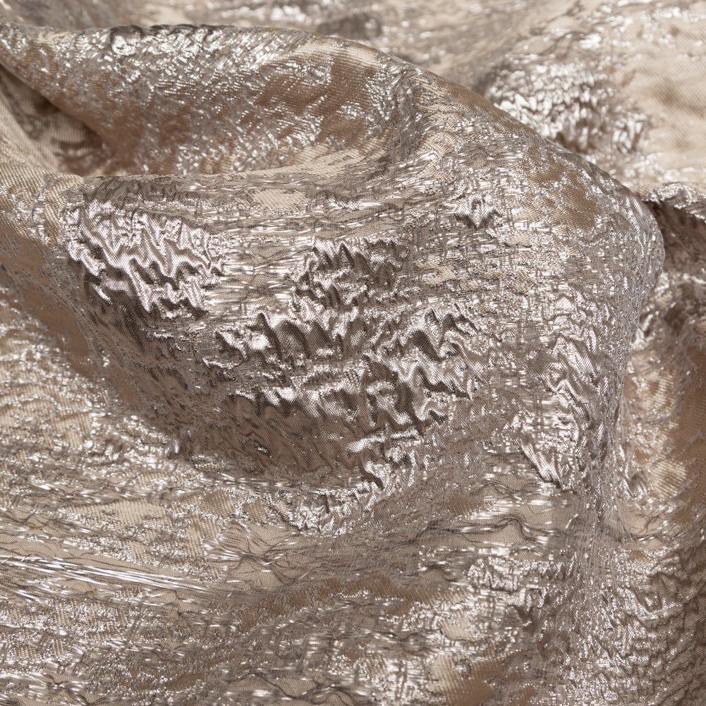 Metallic Golden Egg and Moonlight Abstract Luxury Brocade - Detail