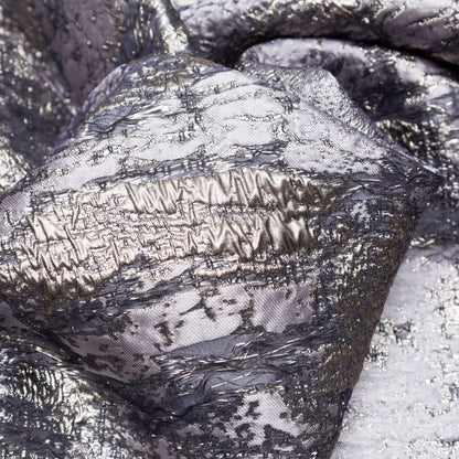 Metallic Aluminum and Orchid Haze Abstract Luxury Brocade Detail