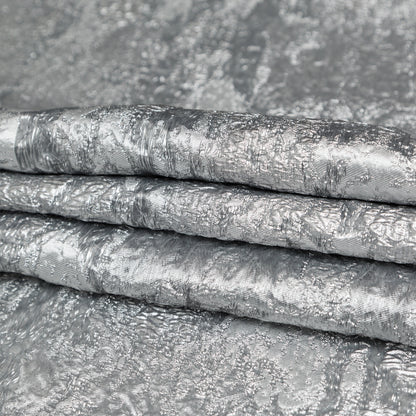 Metallic Matte Silver Abstract Luxury Brocade - Folded