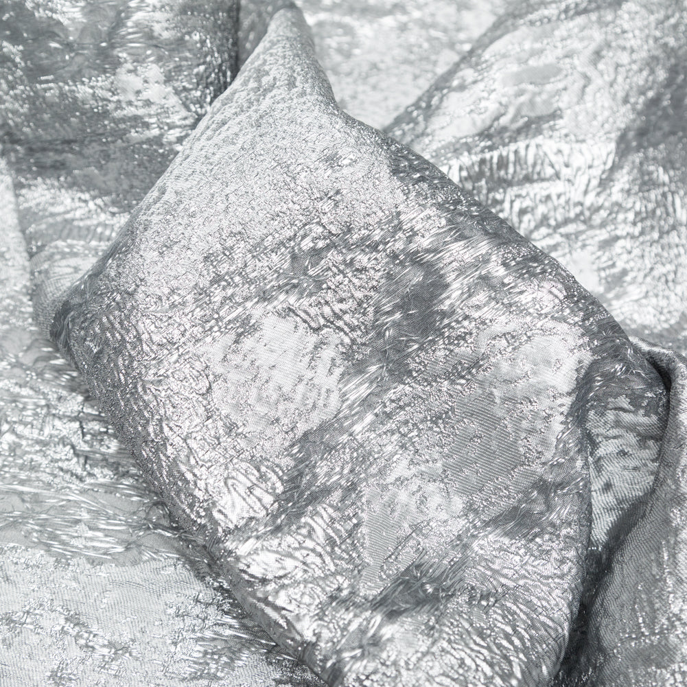 Metallic Matte Silver Abstract Luxury Brocade - Detail
