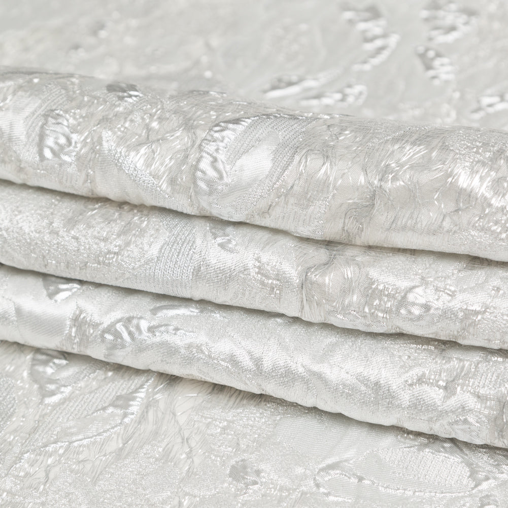 Metallic Silver and Drizzle Rosy Luxury Brocade Folded