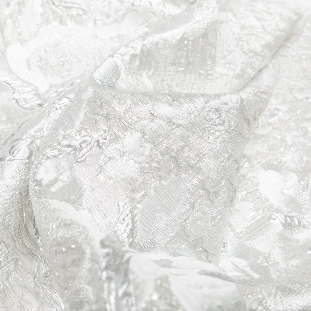 Metallic Silver and Drizzle Rosy Luxury Brocade Detail