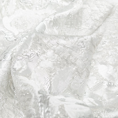 Metallic Silver and Drizzle Rosy Luxury Brocade Detail