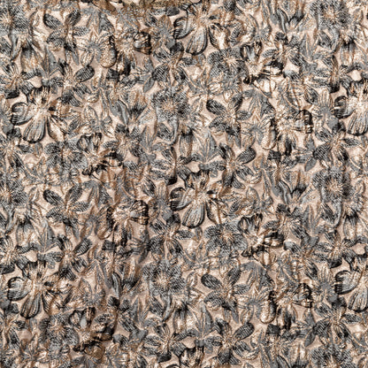 Metallic Antique Bronze, Portabella, Flint Gray and Black Floral Luxury Brocade