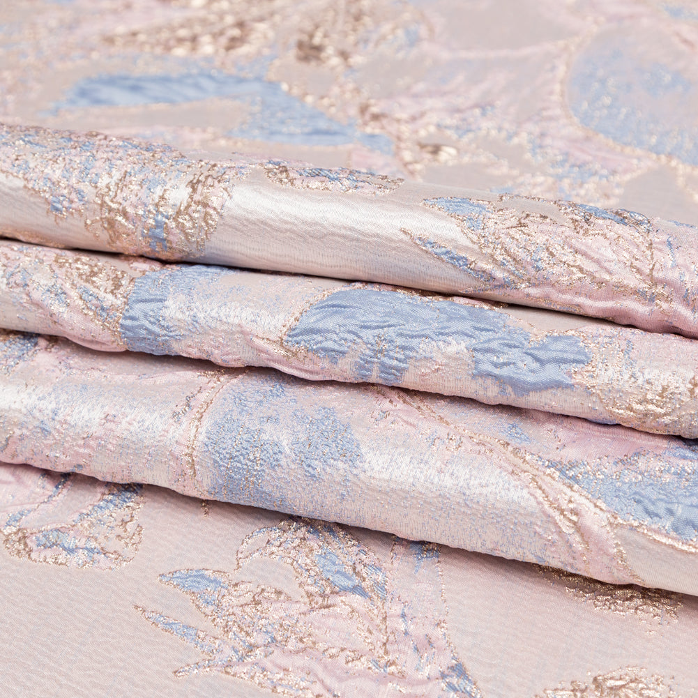 Metallic Bright Gold, Almond Blossom and Aleutian Floral Luxury Brocade - Folded
