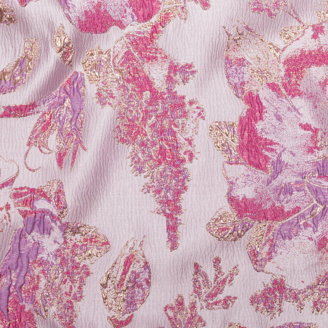 Floral Metallic Brocade - Bright Gold, Lavender and Fuchsia Pink
