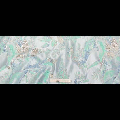 Metallic Golden Egg, Pearl Blue and Neptune Green Floral Luxury Brocade - Full