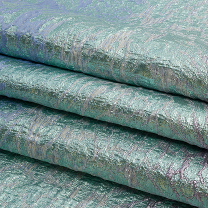 Metallic Icelandic Blue, Wind Chime and Dynasty Pink Abstract Ombre Luxury Brocade Folded