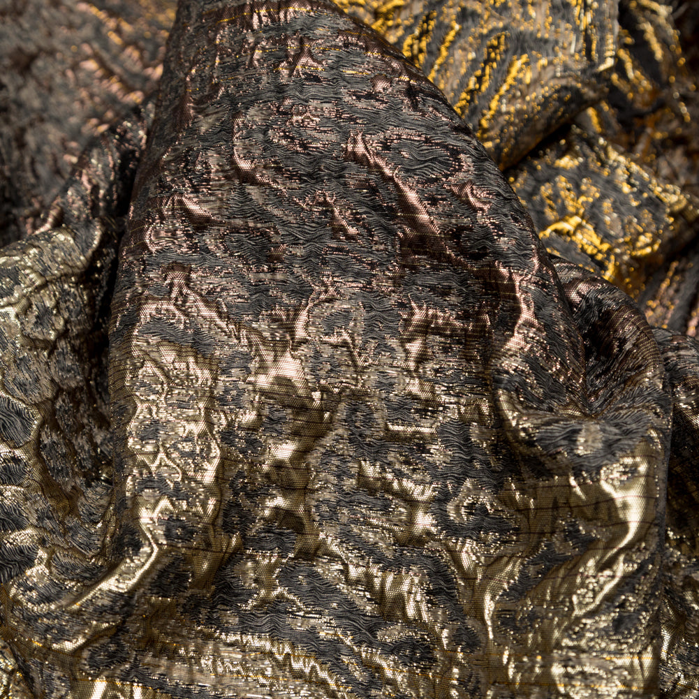 Metallic Bright Gold, Bronze and Winter Twig Abstract Ombre Luxury Brocade - Detail
