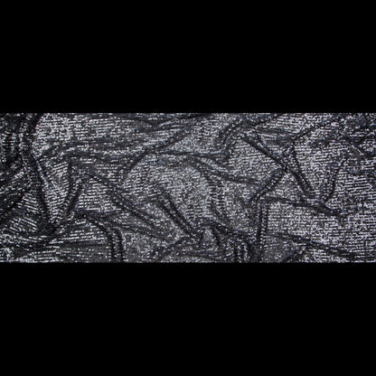 Silver Striped Baby Sequins on Black Stretch Mesh - Full