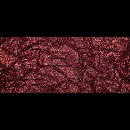 Red Striped Baby Sequins on Black Stretch Mesh - Folded