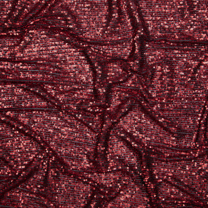 Red Striped Baby Sequins on Black Stretch Mesh